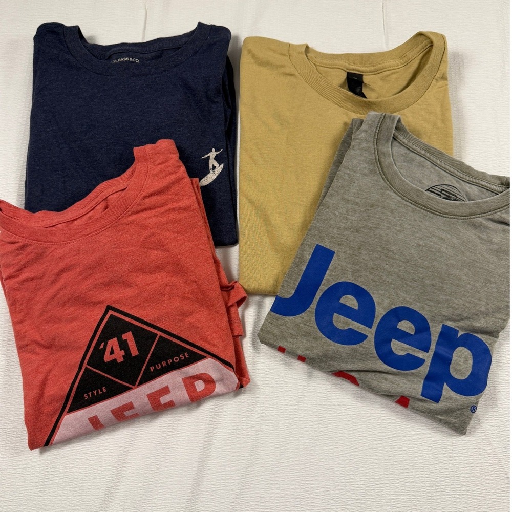 Mens T-Shirt Bundle XL Jeep Lucky Brand GH Bass Graphic Tees 4 Pack Multi Color